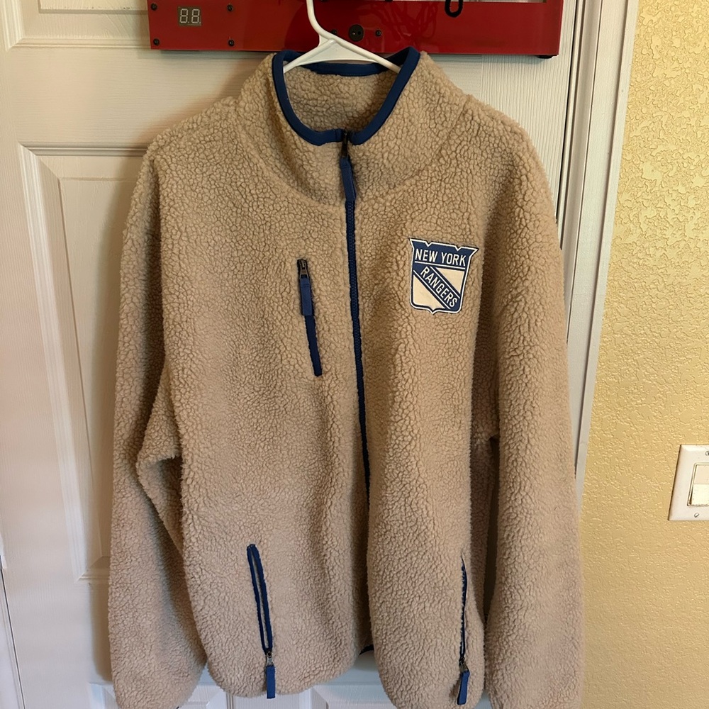 Men's 47 Brand New York Rangers Blue and Cream Fleece Jacket size XL